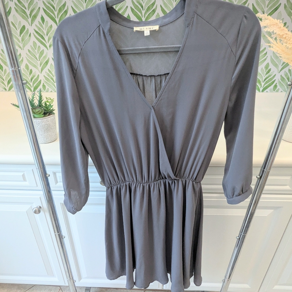 Gray Miami Long Sleeve Dress Francesca's Small Juniors